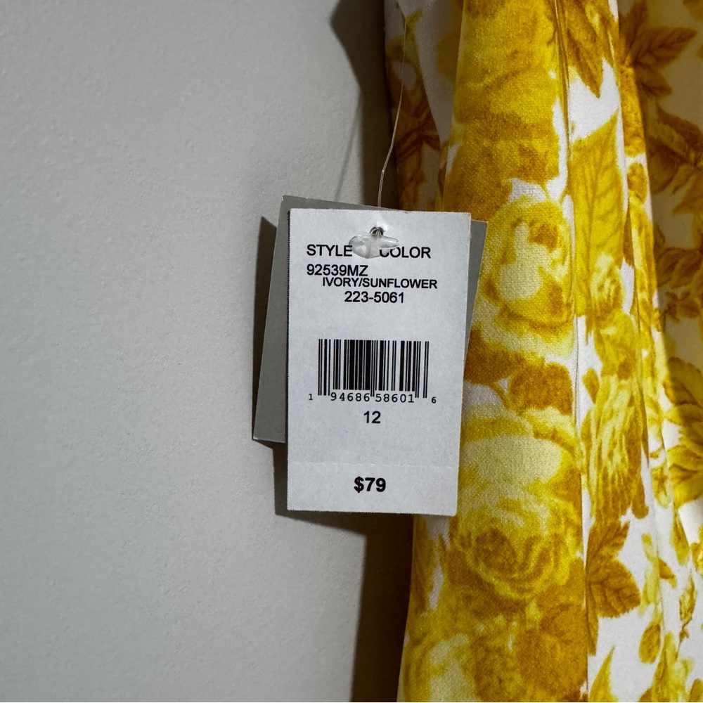 danny and nicole | Yellow and White Sleeveless, Floral Dress (Size 12) - Picture 7 of 9